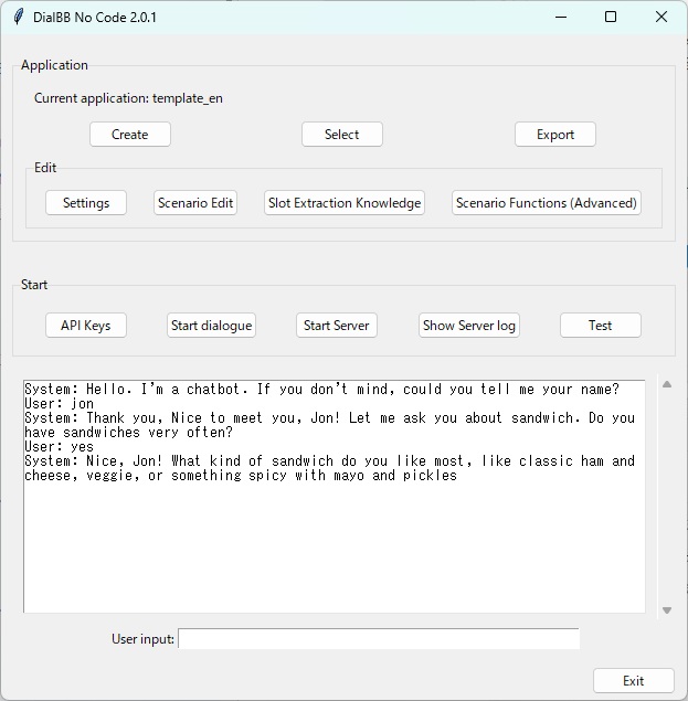 Dialogue window
